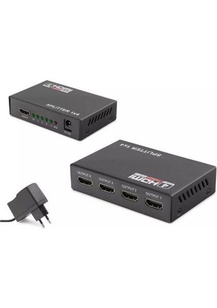 HDX1286 4 Port HDMI Splitter 1.4V 1080P 3D 1-In 4-Out Siyah