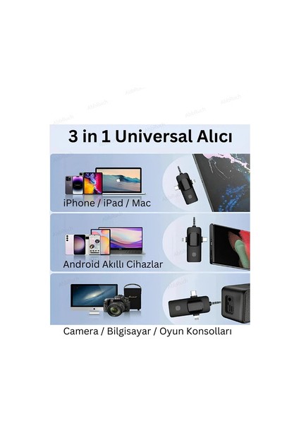 By Sabron 2 Adet F11 Profesyonel Kablosuz Yaka Mikrofonu 3in1 Mikrofon Type-C/lightning/jack fiyatları