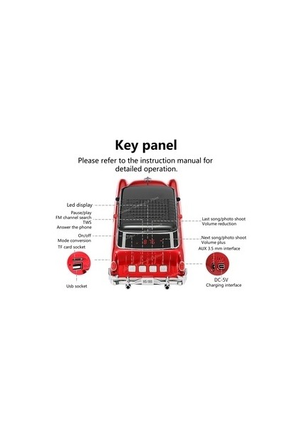 1955 Model Klasik Araba Bluetooth Hoparlör Speaker 10 Watt Fm Radyo Sd Kart USB