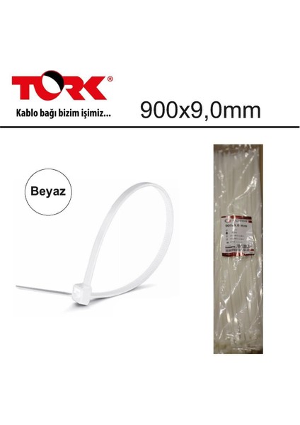 TRK-900-9,0MM Beyaz 100LÜ Kablo Bağı