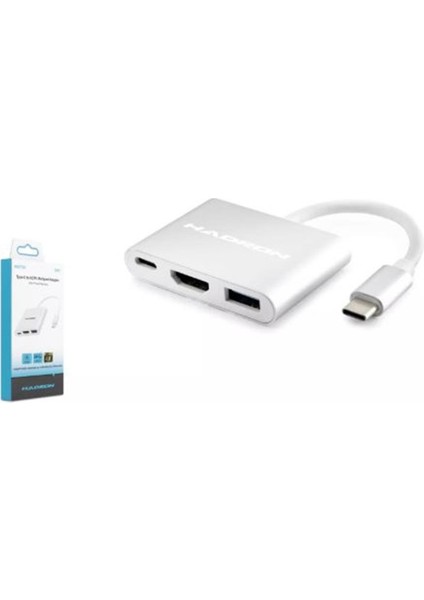 HDX7764 Type-C Hdtv Combo HDMI 4K 30Hz + Type-C + Usb3.0 3ın1 Gri