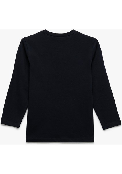 Pamuklu Uzun Kollu Bisiklet Yaka Uzay Baskılı Tişört fiyatları