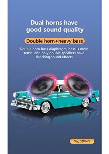 1955 Model Klasik Araba Bluetooth Hoparlör Speaker 10 Watt Fm Radyo Sd Kart USB fırsatları