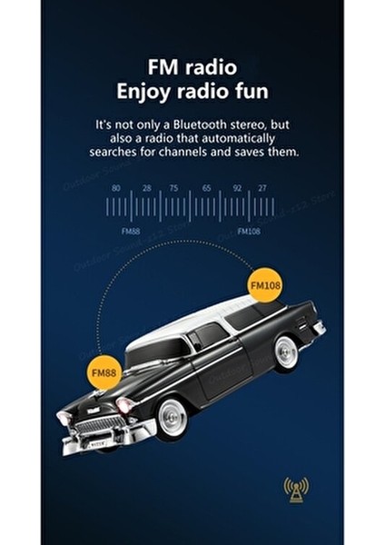 1955 Model Klasik Araba Bluetooth Hoparlör Speaker 10 Watt Fm Radyo Sd Kart USB fiyatları