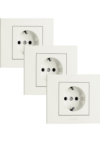 Grano Beyaz Topraklı Priz Çerçeveli 3 Adet