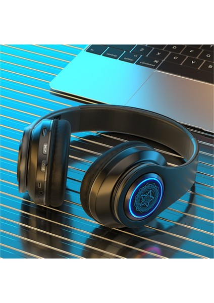 Yeni Işıklı Bluetooth Kulaklık Başa Takılan Ağır Bas Cep Telefonu Kablosuz Kart Hediye Kulaklık Evrensel (Yurt Dışından)