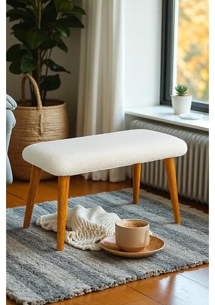 Puf Gürgen Ahşap Retro Ayaklı Dekoratif Teddy Kumaşpuf Tabure Bench Sehpa Sandelye indirimleri