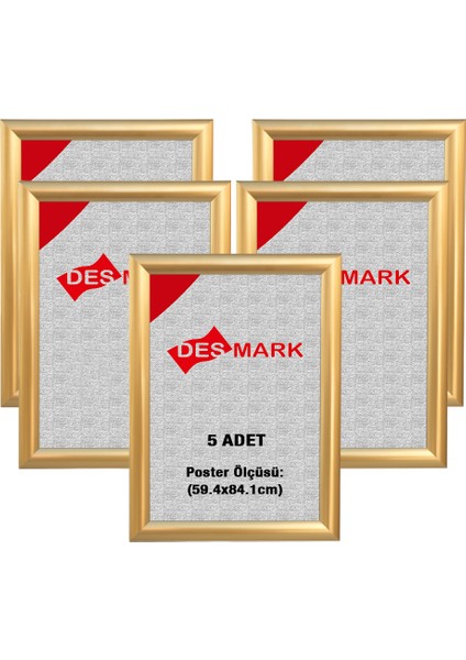 5 Adet 25 mm A1(59.4X84.1) Gönye Köşe Alüminyum Aç-Kapa Çerçeve – Poster Çerçevesi (Gold Renk)