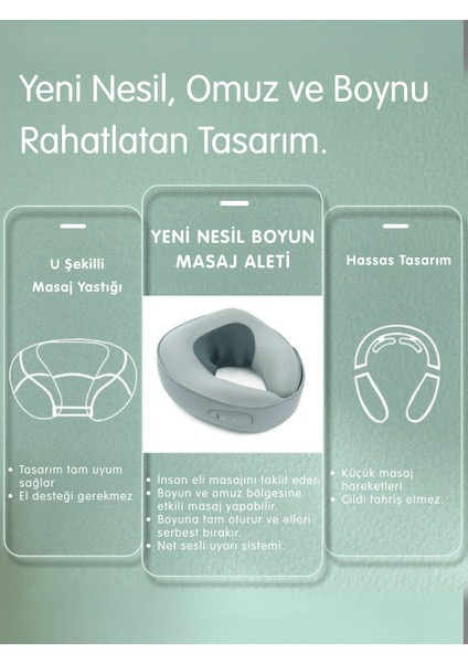 Şarj Edilebilir U-Şekilli Isıtmalı Boyun Masaj Yastığı
