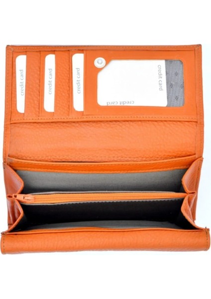 Naomi Turuncu Orange Hakiki Deri Çok Bölmeli Cüzdan modelleri