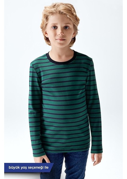 Erkek Çocuk Interlok Uzun Kollu T-Shirt Yeşil Renk