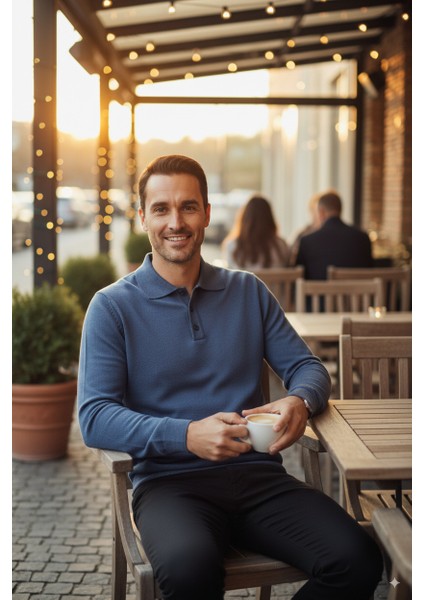 Erkek Yünlü Dokuma Kazak Cepsiz Polo Yaka Düz Renk Klasik Model Rahat Kesim Tam Kalıp fırsatları