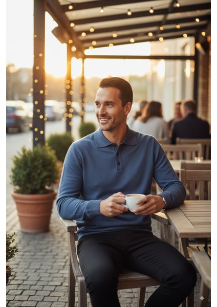 Erkek Yünlü Dokuma Kazak Cepsiz Polo Yaka Düz Renk Klasik Model Rahat Kesim Tam Kalıp indirimleri