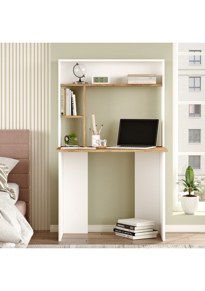 Saint 90 cm Genç Çocuk Çalışma Masası Bilgisayar Laptop Kitaplık Raf Çam-Beyaz SN2-AW fiyatları
