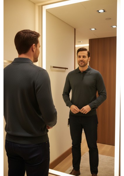 Erkek Yünlü Dokuma Kazak Cepsiz Polo Yaka Düz Renk Klasik Model Rahat Kesim Tam Kalıp modelleri