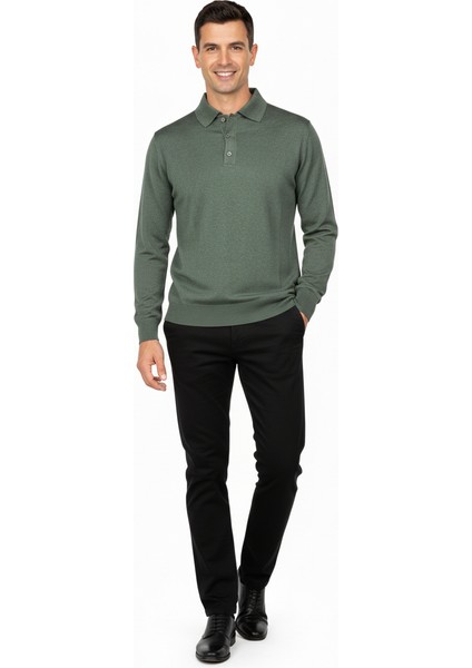 Erkek Yünlü Dokuma Kazak Cepsiz Polo Yaka Düz Renk Klasik Model Rahat Kesim Tam Kalıp fiyatları