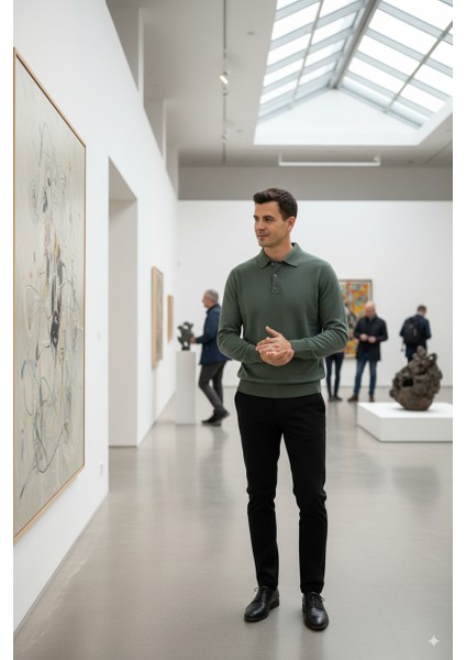 Erkek Yünlü Dokuma Kazak Cepsiz Polo Yaka Düz Renk Klasik Model Rahat Kesim Tam Kalıp modelleri