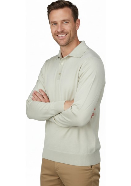 Erkek Yünlü Dokuma Kazak Cepsiz Polo Yaka Düz Renk Klasik Model Rahat Kesim Tam Kalıp fiyatları