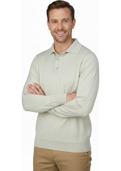 Erkek Yünlü Dokuma Kazak Cepsiz Polo Yaka Düz Renk Klasik Model Rahat Kesim Tam Kalıp modelleri