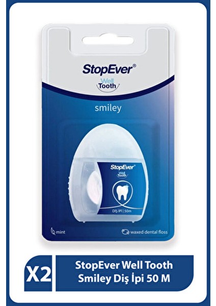 Smiley Nane Aromalı Diş İpi 2'li Pratik Kullanım 50 m Ağız ve Diş Bakımı için