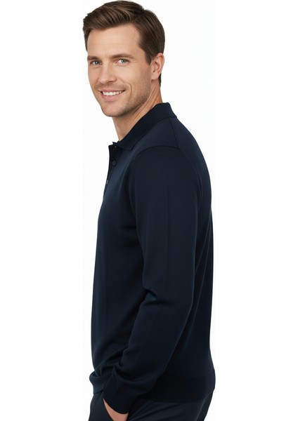 Erkek Yünlü Dokuma Kazak Cepsiz Polo Yaka Düz Renk Klasik Model Rahat Kesim Tam Kalıp fiyatları