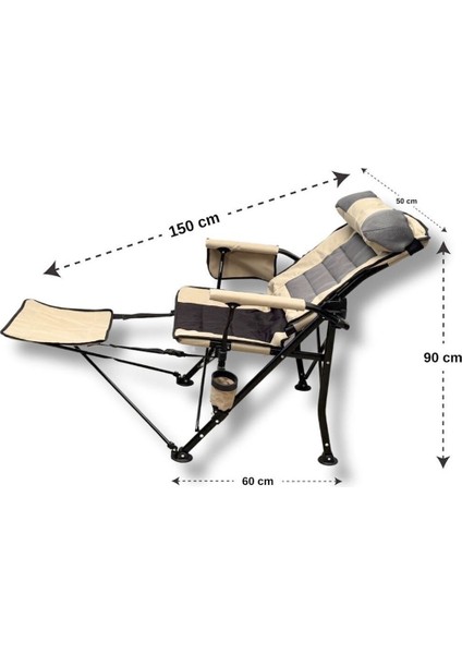 Katlanır Kamp Sandalyesi Comfort - Sırt Ayarlanabilir Bej Unisex Kamp Sandalyesi fırsatları