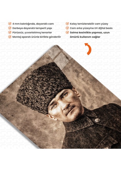 Ata - Mustafa Kemal Atatürk - Ata Sözü Cam Tablo modelleri