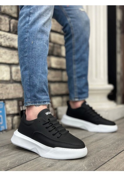 BA0332 Merdiven Desen Bağcıklı Erkek Yüksek Taban Füme Cilt Spor Ayakkabı modelleri