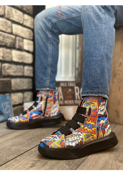 BA0142 Bantlı Erkek Yüksek Taban Popart Model Spor Bot fırsatları