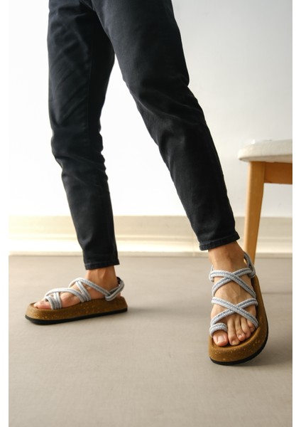 BA0343 Erkek Bodrum Ip Halat Taba Günlük Sandalet