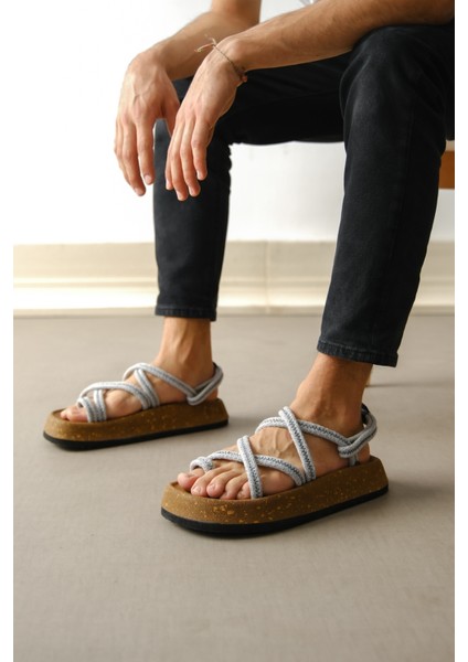 BA0343 Erkek Bodrum Ip Halat Taba Günlük Sandalet