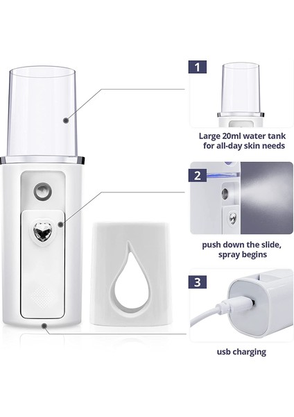 Taşınabilir Nano Yüz Mister Mini Yüz Buhar Makinesi Ayna Beyaz ile Atomizasyon Kirpik Uzantıları (Yurt Dışından) fiyatları