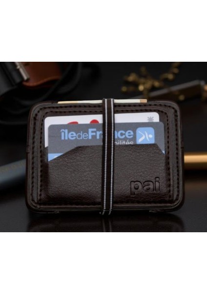 Minimalist Kahverengi Kredi Kartlık – Şık, Dayanıklı ve Ince Tasarım Cüzdan-Lastikli