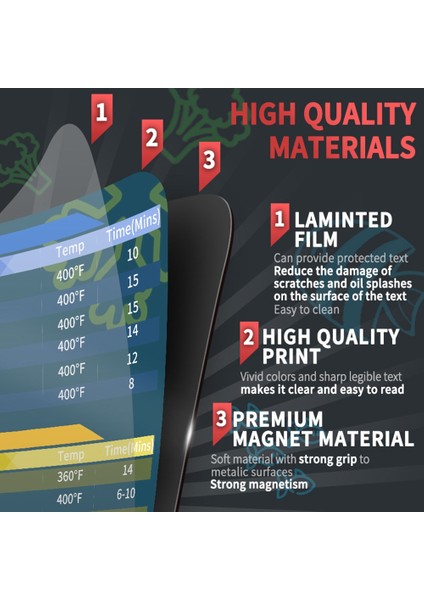 Airfryer Manyetik Pişirme Hava Fritözü Aksesuarları Pişirme Süresi Lezzetli Yemekler Için Hızlı Başvuru Kılavuzu Sayfası (Yurt Dışından) modelleri