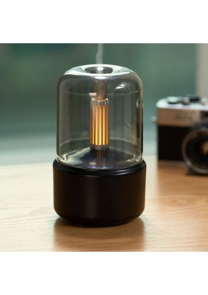120 ml Mum Lamba Difüzör Hava Nemlendirici Elektrikli Aromaterapi Alev USB Masaüstü Dekor Gece Lambası Siyah (Yurt Dışından) modelleri
