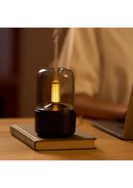 120 ml Mum Lamba Difüzör Hava Nemlendirici Elektrikli Aromaterapi Alev USB Masaüstü Dekor Gece Lambası Siyah (Yurt Dışından) fırsatları