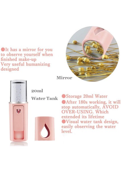 Taşınabilir Nano Yüz Mister Mini Yüz Buhar Makinesi Ayna Pembe ile Atomizasyon Kirpik Uzantıları (Yurt Dışından) fırsatları