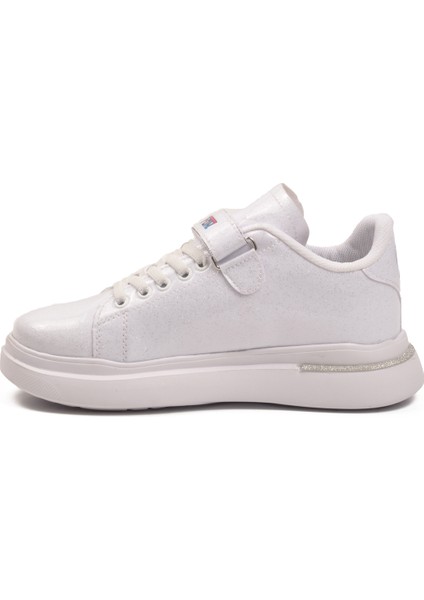 Beyaz Rugan Simli Cırtlı Kız Çocuk Spor Ayakkabı fiyatları