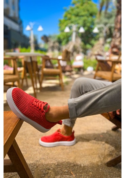 Velluto Premium Kadife Tarz Erkek Günlük Ayakkabı Kırmızı modelleri