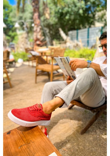 Velluto Premium Kadife Tarz Erkek Günlük Ayakkabı Kırmızı fırsatları