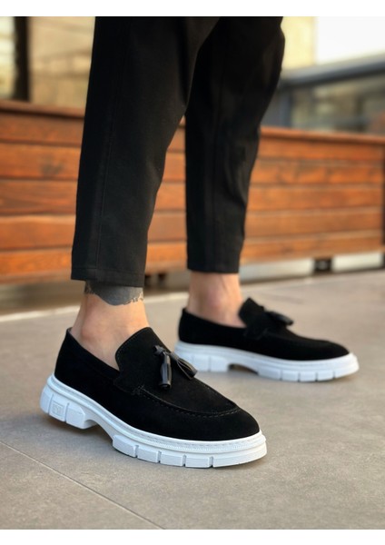 Püsküllü Erkek Casual Ayakkabı Siyah Süet (Siyah Taban) modelleri
