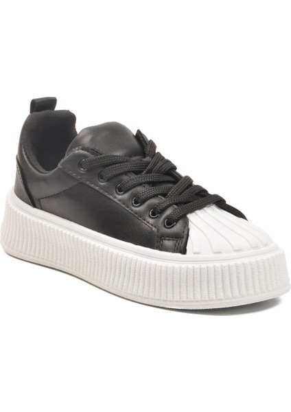 Siyah Beyaz Bağcıklı Unisex Spor Ayakkabı fırsatları