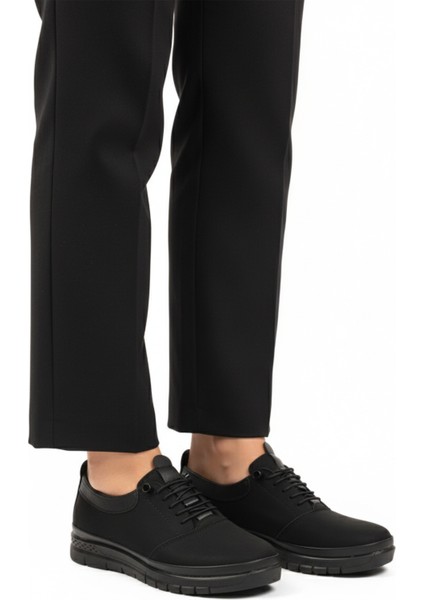 Siyah Zümrüt Lastik Bağcıklı Kadın Casual Ayakkabı