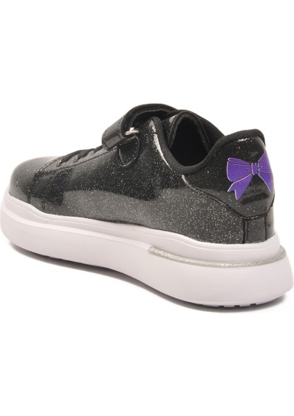 Siyah Rugan Simli Cırtlı Kız Çocuk Spor Ayakkabı fırsatları