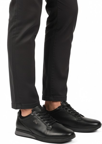 Siyah Floter Hakiki Deri Erkek Casual Ayakkabı