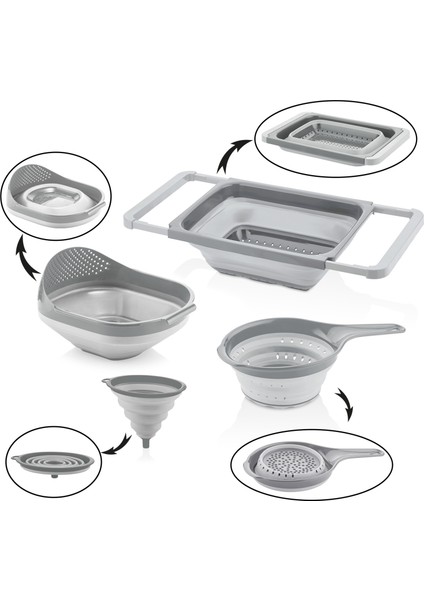 4 Parça Katlanabilir Akordeon Süzgeç Seti - Mutfak Seti fiyatları