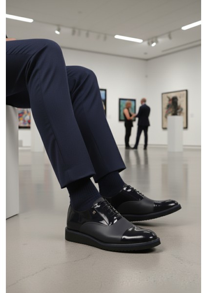 Lacivert Rugan Hakiki Deri Erkek Klasik Ayakkabı fiyatları