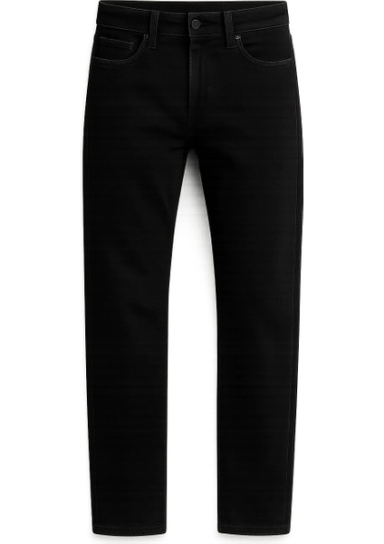 Erkek Yüksek Bel Bol Paça Siyah Kot Pantolon fırsatları