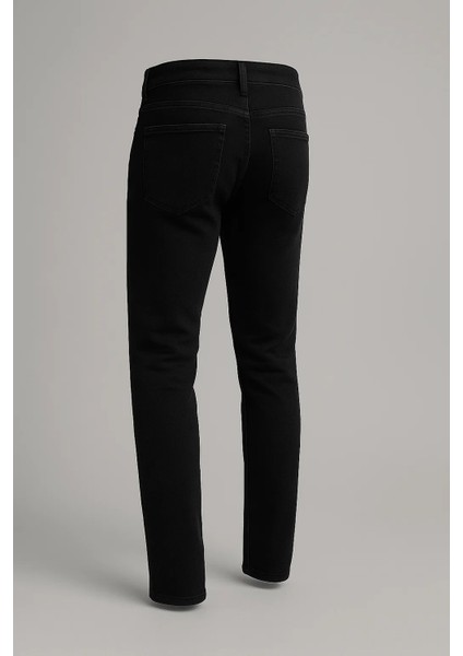 Erkek Yüksek Bel Bol Paça Siyah Kot Pantolon