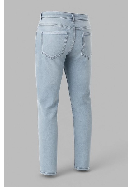 Erkek Yüksek Bel Bol Paça Buz Mavi Kot Pantolon modelleri